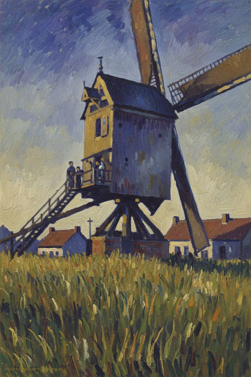 Korspel vroeger – de Lemmensmolen op een oude postkaart, als schilderij – Versie B