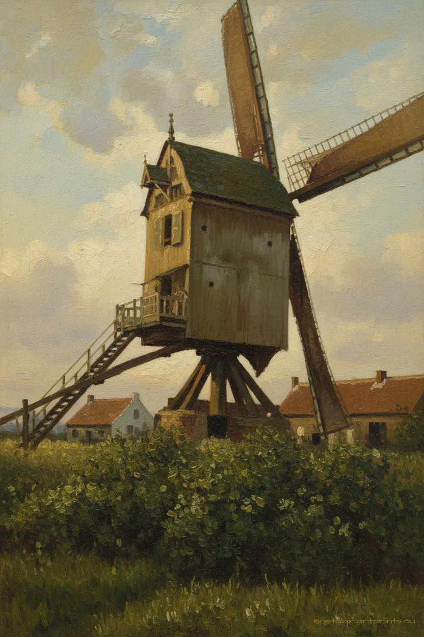 Korspel vroeger – de Lemmensmolen op een oude postkaart, als schilderij – Versie C